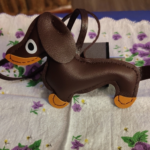 None Other - Brown Dachshund Bag Charm